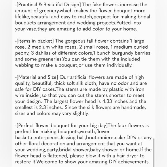 Fall Artificial Flower Decoration, Silk Rose and Peony Bouquet - Picture 7 of 7